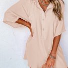 Apricot Half Button Collared Loose Romper