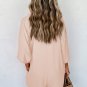 Apricot Half Button Collared Loose Romper
