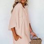 Apricot Half Button Collared Loose Romper