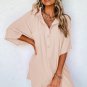 Apricot Half Button Collared Loose Romper