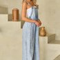 Beau Blue Light Wash Frayed Exposed Seam Wide Leg Denim Overall