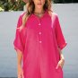 Bright Pink Half Button Collared Loose Romper
