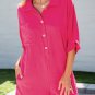 Bright Pink Half Button Collared Loose Romper
