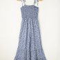 Dusk Blue Thin Straps Smocked Bodice Wide Leg Floral Jumpsuit