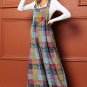 Multicolour Brushed Checkered Wide Leg Overalls