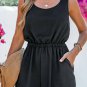 Black Knotted Backless Elastic Waist Sleeveless Romper