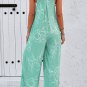 Moonlight Jade Printed Bib Wide Leg Overalls