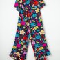 Red Mix Tropical Print Strapless Ruffled Jumpsuit