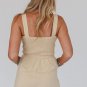 Beige Buttons Smocked Sleeveless Romper