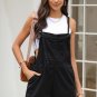 Black Grommet Tie Straps Casual Denim Romper