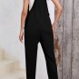 Black Side Pockets Harem Pants Sleeveless V Neck Jumpsuit