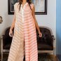 Orange Stripe Oversized Buttoned Front Sleeveless Wide Leg Jumpsuit