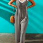 Gray Spaghetti Straps Wide Leg Pocketed Jumpsuits