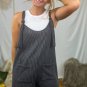 Dark Grey Striped Print Knotted Straps Pocketed Romper