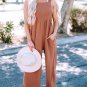 Gold Flame Textured Buttoned Straps Ruched Wide Leg Jumpsuit
