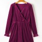 Red Dahlia Velvet Surplice Neck Ruffled Sleeve High Waist Romper