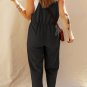 Black Drawstring Buttoned Straps Cropped Overall