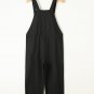 Black Drawstring Buttoned Straps Cropped Overall