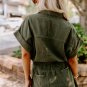 Moss Green Distressed Frayed Denim Romper