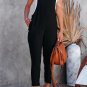 Black Adjustable Buckle Straps Cropped Jumpsuit