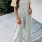 Gray Textured Wide Leg Overall with Pockets