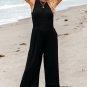 Black Cinched Waist Sleeveless Wide Leg Jumpsuit