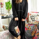 Black Flatlock Seam Detail V Neck Baggy Jumpsuit