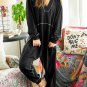 Black Flatlock Seam Detail V Neck Baggy Jumpsuit