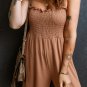 Dusty Pink Ruffled Shirred Wide Leg Sleeveless Jumpsuit