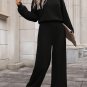 Black Solid Ribbed Knit Keyhole Back High Waist Jumpsuit