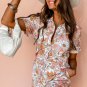 Pink Floral Short Sleeve Collared Button Front Romper