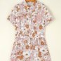 Pink Floral Short Sleeve Collared Button Front Romper