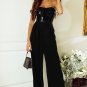 Black Sequin Tube Top Wide Leg Jumpsuit