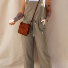 Sage Green Drawstring Buttoned Straps Cropped Overall