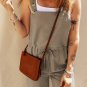 Sage Green Drawstring Buttoned Straps Cropped Overall