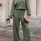 Laurel Green Solid Ribbed Knit Keyhole Back High Waist Jumpsuit