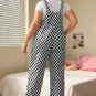 Black Checkered Print Pocketed Wide Leg Jumpsuit