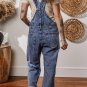 Sail Blue Denim Bib Straight Leg Jumpsuit with Pockets