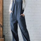 Real Teal Solid Pocketed Loose Fit Corduroy Overall