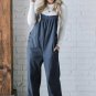 Real Teal Solid Pocketed Loose Fit Corduroy Overall