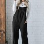 Black Solid Pocketed Loose Fit Corduroy Overall