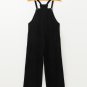 Black Solid Pocketed Loose Fit Corduroy Overall