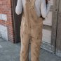 Khaki Flower Print Corduroy Overalls