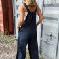 Sail Blue Plaid Print Buttoned Pocketed High Waist Overall