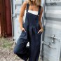 Sail Blue Plaid Print Buttoned Pocketed High Waist Overall