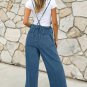 Dusk Blue Adjustable Tie Straps Cropped Wide Leg Denim Overalls