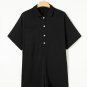 Black Half Button Collared Loose Romper