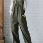 Jungle Green Solid Pocketed Loose Fit Corduroy Overall