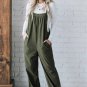 Jungle Green Solid Pocketed Loose Fit Corduroy Overall