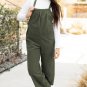 Jungle Green Solid Pocketed Loose Fit Corduroy Overall